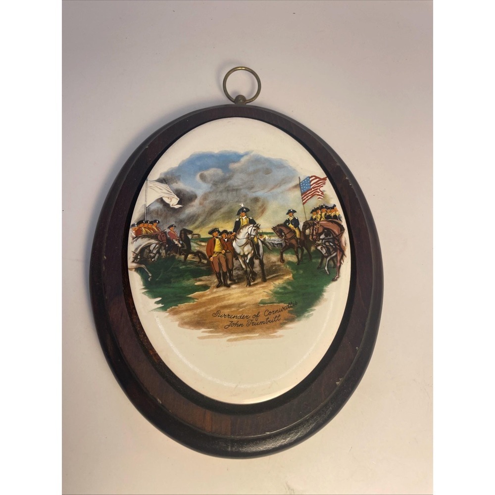 Genuine Vintage Amana Colonies Iowa German Ceramic/Wood Trivet